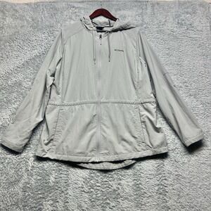 Columbia Jacket Womens XL Gray Full Zip‎ Omni Shade Roll Tab Sleeve Lightweight